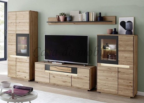 Massivholz wohnwand 4teilig - massivholz,