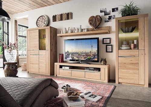 Massivholz anbauwand 4teilig - massivholz,