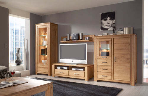 Wohnwand wildeiche massiv - tv,